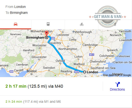 Removals to Birmingham from London